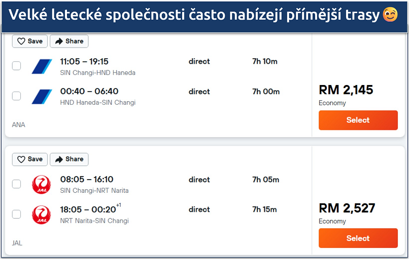 Screenshot of a Kayak flight search showing prices from major carriers